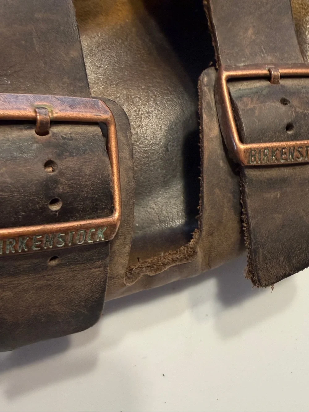 Birkenstock Arizona Men's Brown Leather Double-Buckle Slide Sandals size 46